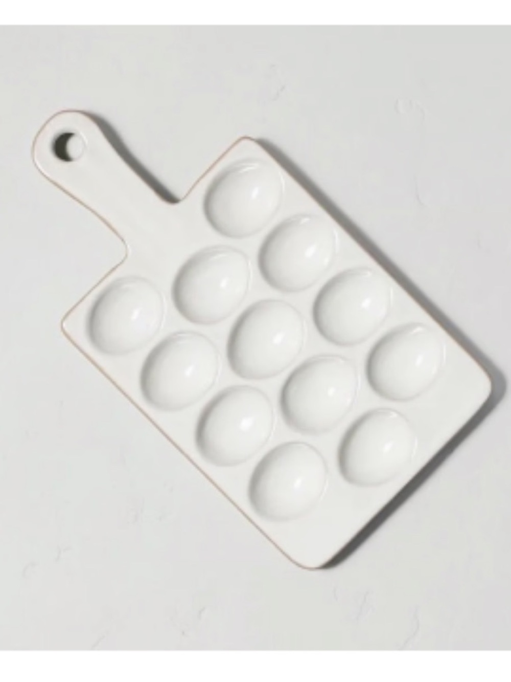 Hearth & Hand White Ceramic Egg Serving Platter with Handle